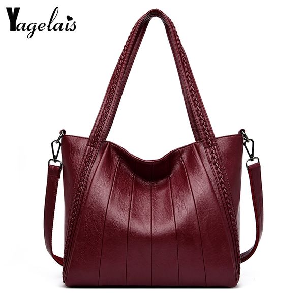 

large tote women's shoulder bags women's leather tote black red blue bag 2020 sac a main femme