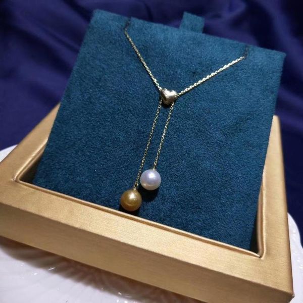 

s925 sterling silver classic brand natural freshwater double pearl 8mm necklace love