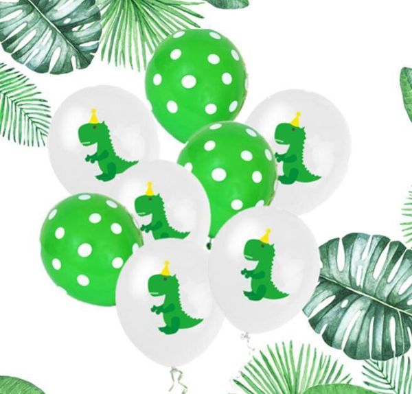 

balloons cartoon party decoration kid set birthday 12 dinosaur balloon in green 10pcs/set dot latex xhhair jnlka