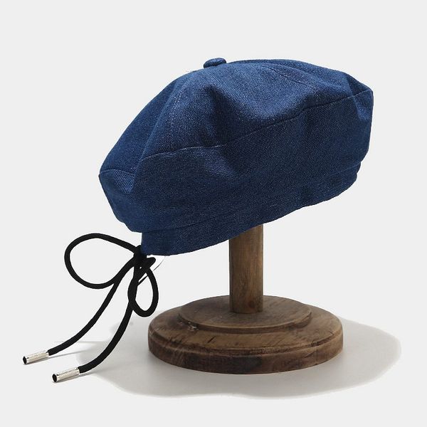 

beret women autumn hat newsboy cap blue denim retro cotton casual outdoor accessory for gift, Blue;gray