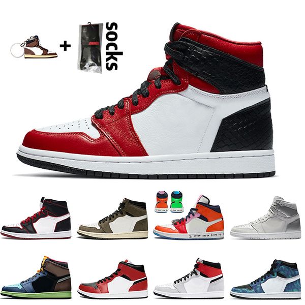 

2020 new release satin snake 1s basketball shoes jumpman 1 high og bio hack retro mid chicago black toe smoke grey trainers sneakers