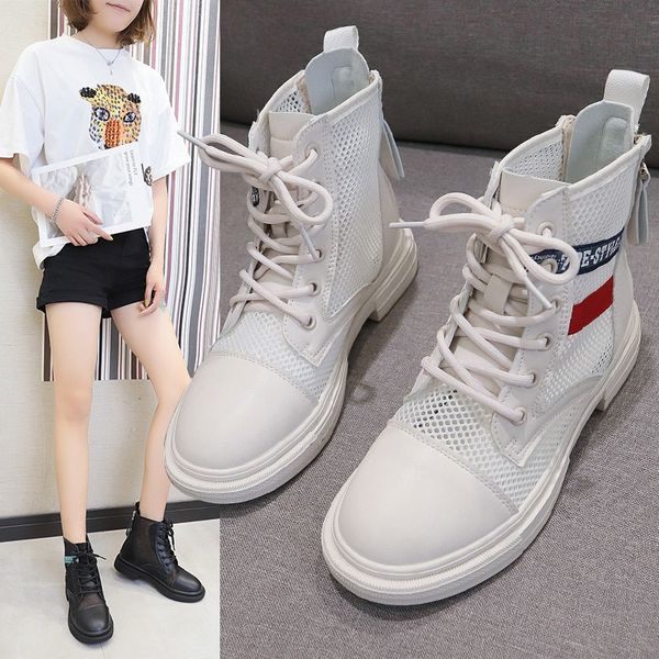 

summer boots women hollow net boots 2020 new short breathable fashion flat bottom cool z623, Black