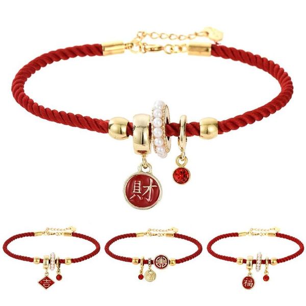 

men women chinese charm rope chain friendship red bracelets for lucky string bracelet lover gift, Golden;silver