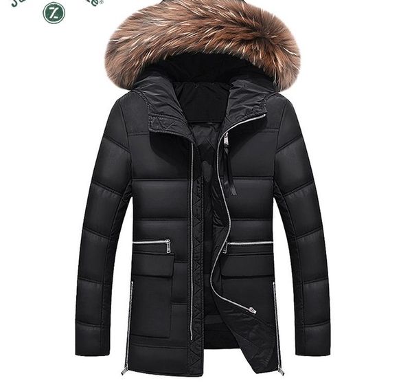 

2019 new winter jacket men big real fur collar hooded duck down jacket thick down jacket men warm coat 2xl 3xl 027003, Black