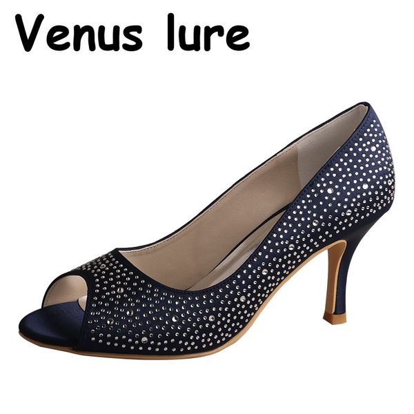 

23 цвета белый люкс peep toe обуви navy кристалл женские насосы размер 5, Black