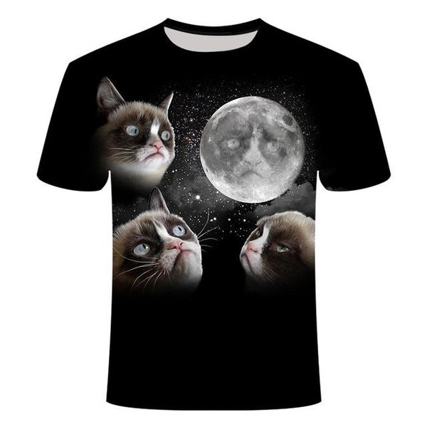

nieuwe cool print twee kat korte mouw zomer mannelijke asian sizes 3d print shirts oversized harajuku harajuku men clothing