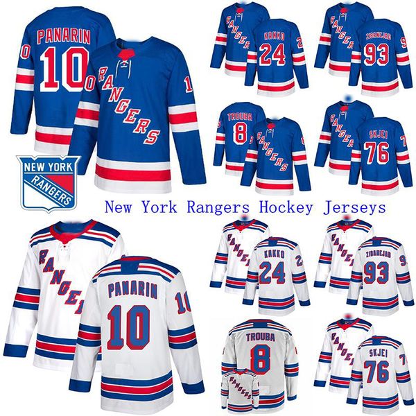 

2019-20 new york rangers hockey jersey 10 artemi panarin 24 kaapo kakko 93 mika zibanejad 23 adam fox 8 jacob trouba jersey, Black