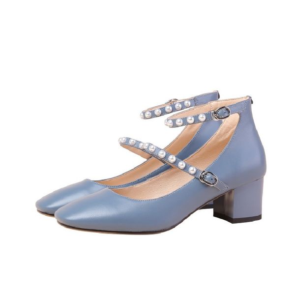 

autumn 2020 new style mary jane women's shoes fashion trend single heel square head comfortable leather sheepskin insole, Black