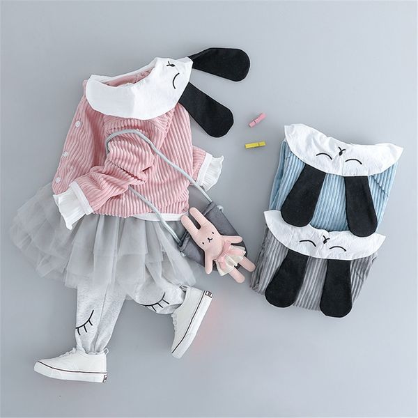 

clearance lovely baby girls 2pcs toddler kids baby girls stripe patchwork rabbit tulle divided skirt outfits set z0211, White