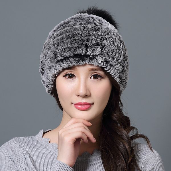 

winter fur hat леди мода норка шерсть вязание hat молодежь толстые зима теплой earmuffs шапочка cap, Blue;gray