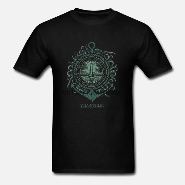 

innsmouth city seal - h p lovecrafts call of cthulhu inspired mens horror themed t-shirt screen printed by hand - geek gift