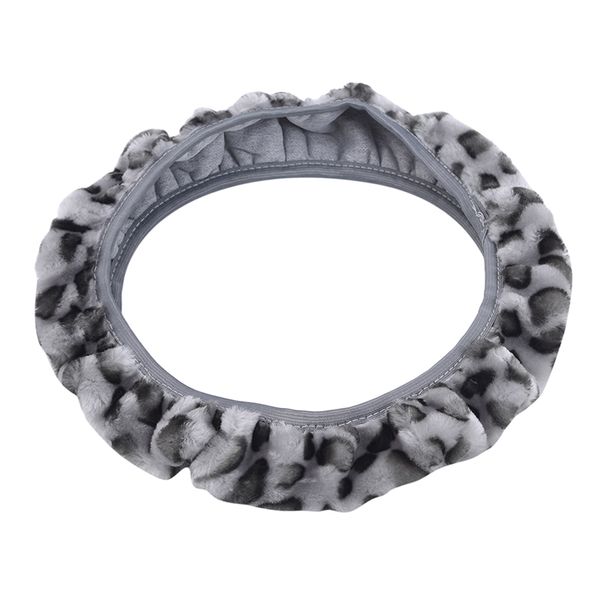 

universal leopard printed plush elastic car steering wheel cover car styling