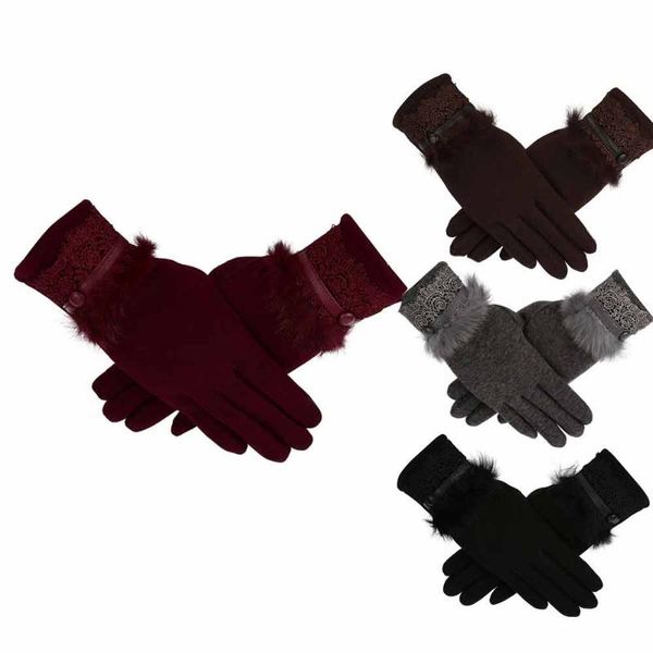

women cashmere keep warm driving full finger gloves screen glove luvas femininas para o inverno female moto gloves guantes, Blue;gray