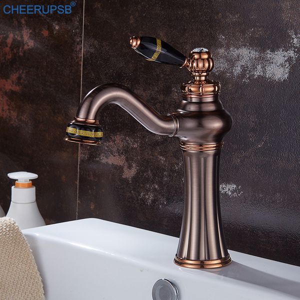 

single handle bathroom faucet cold water mixer orb tap washbasin luxury rose gold faucet deck mounted antique basin torneira