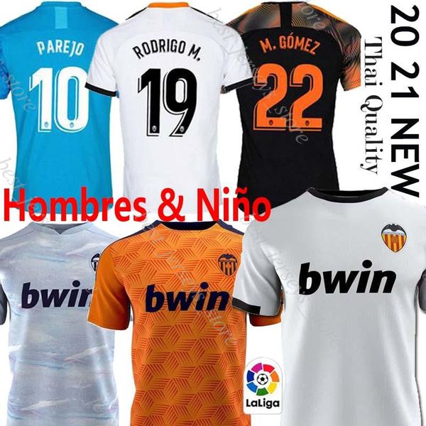 

20 21 valencia cf soccer jerseys rodrigo 2020 2021 parejo kang in gameiro football shirt gaya guedes c.soler men kids set uniforms, Black;yellow