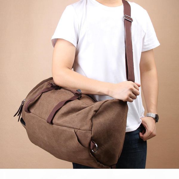 

men vintage canvas rucksack lapshoulder duffle bag (coffee