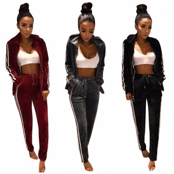 

мода длинный рукав спортивного 2pcs наборы щитовых женщины кардиган coat костюмы для женщин конструктора костюмов полосатого luxury casual, Gray