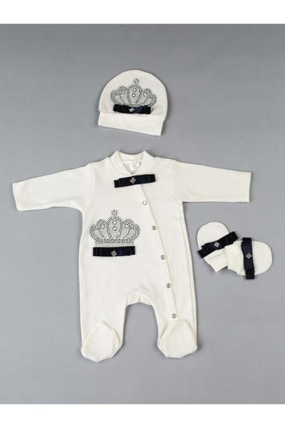 

navy blue king crowned 3 pcs baby boy rompers