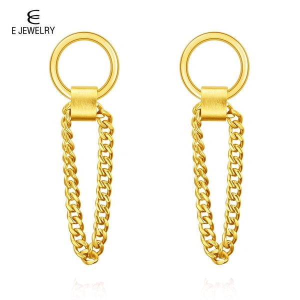 

e jewelry chain link drop earrings for women hip-hop dangle earring fashion jewelry 316 stainless steel rose gold silver color t200813, Golden