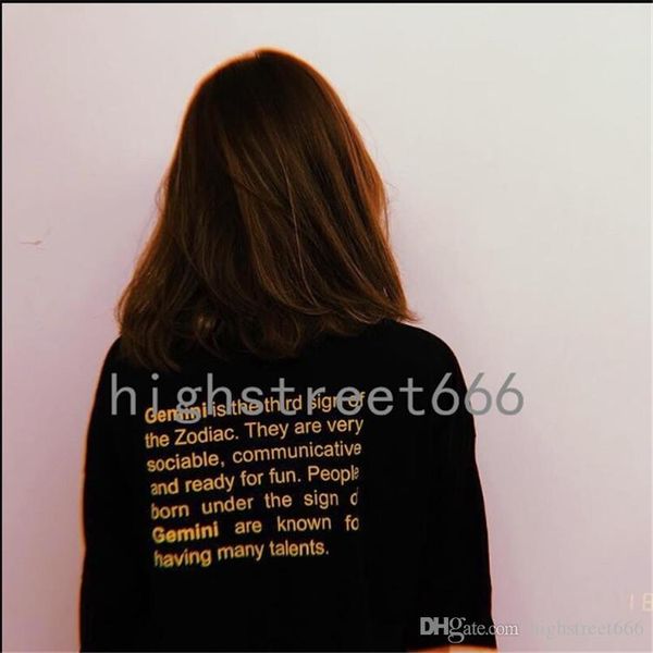 

summernew vetements vtm 12 zodiac signs letter printing man and women tee high street fashion 12style round collar short sleeves, White