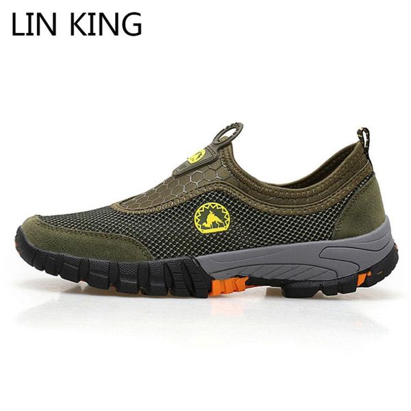 

lin king fashion thick sole men sneakers plus size slip on casual shoes breathable outdoor sneakers non slip male climbing shoes, Black