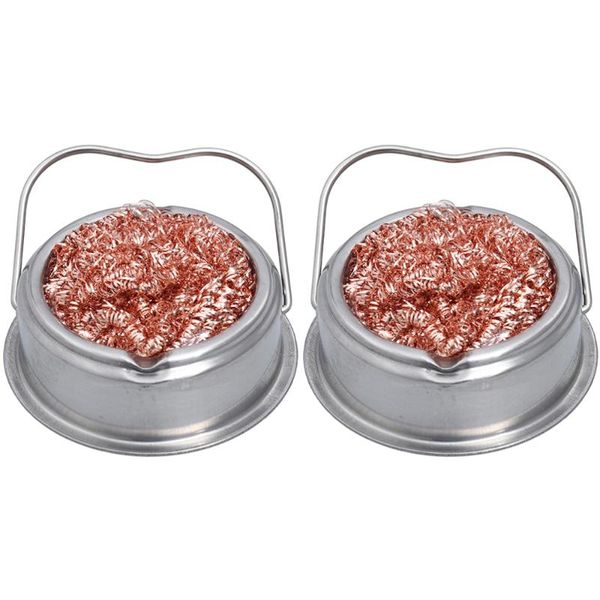 

2pcs solder iron tip cleaner welding soldering copper wire cleaning ball with base