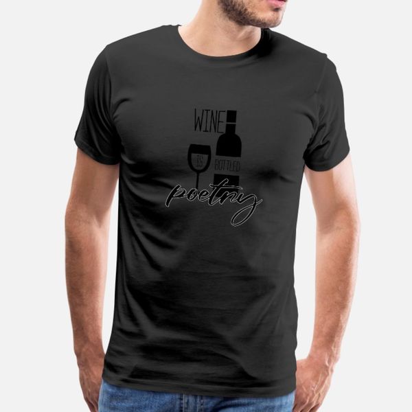 

wine is bottled poetry wine bottle drink t shirt men knitted cotton plus size 3xl solid color cute humor spring novelty shirt