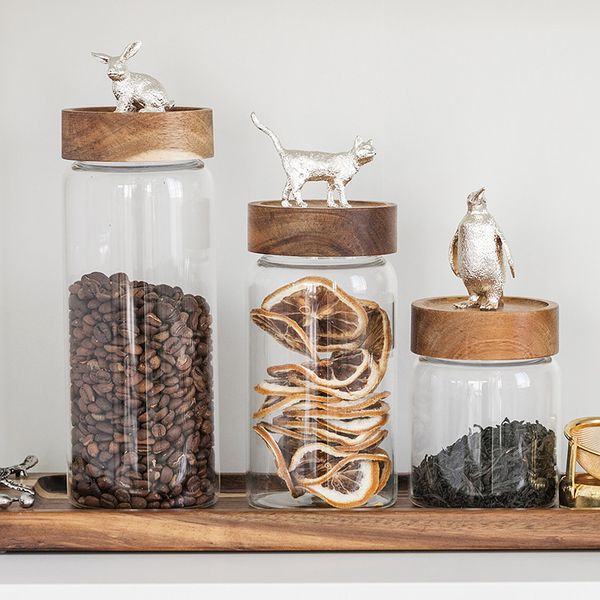

storage bottles & jars nordic container glass dessert jar kitchen sealed with cover large capacity candy box