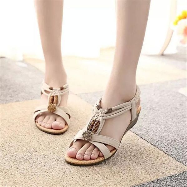 

women summer sandals women new bohemia gladiator beach flat shoes casual sandals leisure female ladies slip on sandalias #t1g, Black