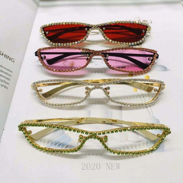 

sunglasses full crystal frame shiny for women clear pink rhinestones party sun glasses female elegant shades nx, White;black