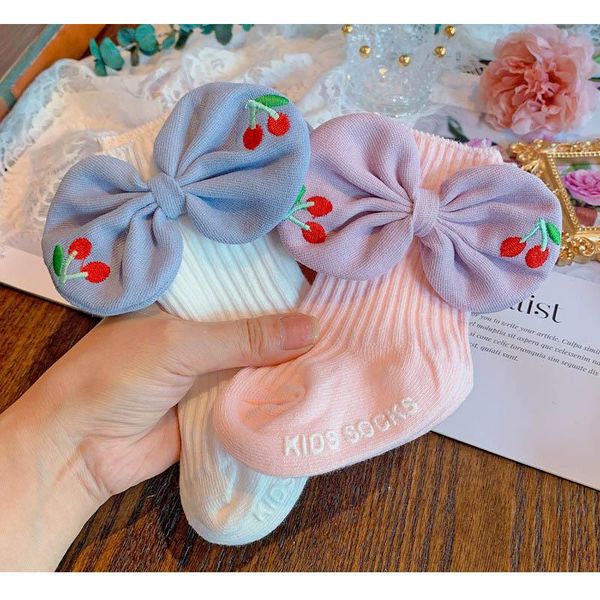 

ins 2020 autumn winter girls socks cotton flower baby socks lace bowknot kids socks princess newborn sock baby girl clothes, Pink;yellow