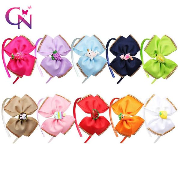 

cn children for school handmade hoop hair unicorn to fruit 9pcs lot back headband girls hairband accessories hairbow resin lcbtp, Black;brown