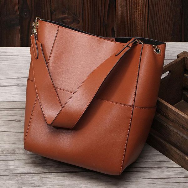 

ladies bucket bag ladies leather diagonal shoulder large shopping bag european and american retro large capacity portable tote bag gift 0755
