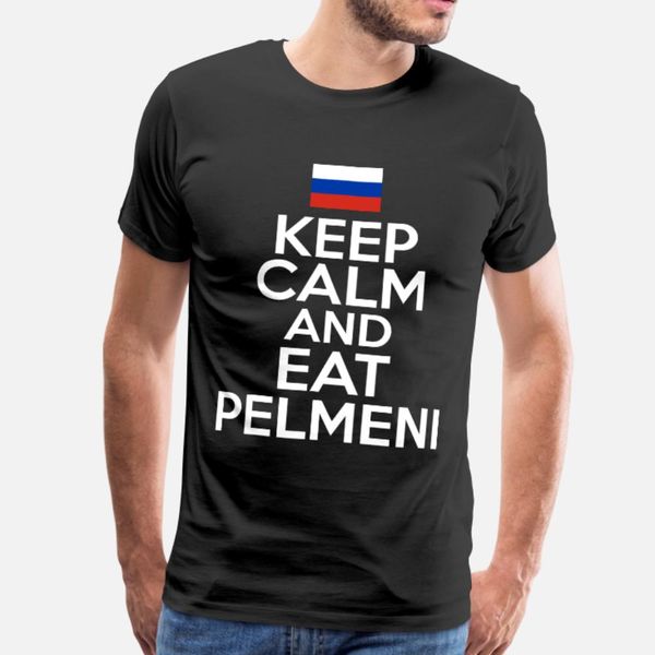 

keep calm eat pelmeni russia flag russian food t shirt men character 100% cotton crew neck homme anti-wrinkle comical summer style shirt