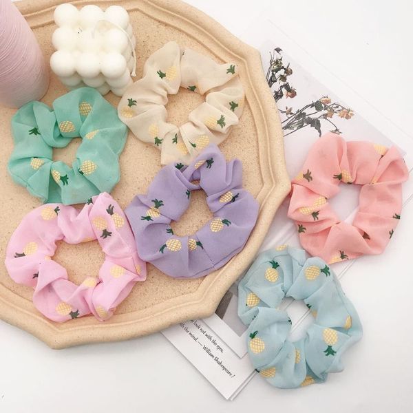 

japanese and korean large intestine hair tie chiffon small pineapple hair tie cute and lively meatball