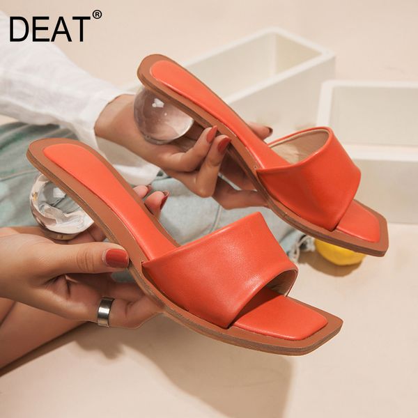 

deat] 2020 new spring summer square toe shallow temperament crystal high heels slippers women shoes fashion tide 10i693, Black