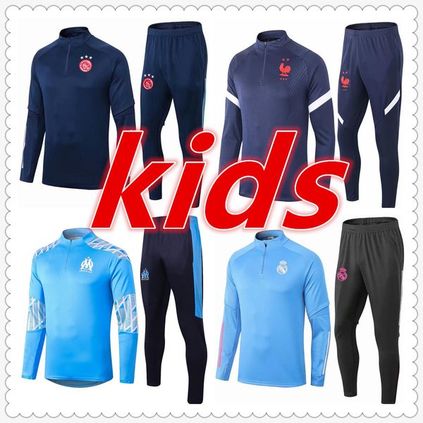 

real madrid kids ajax kids real madrid jerseys 20 21 soccer tracksuit kids football kits soccer training suit jacket, Black