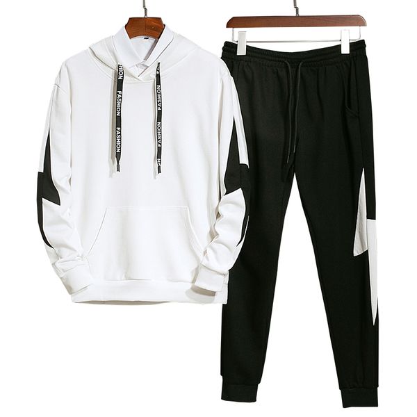 

men two pieces set hoodies+pants sport suit mens clothing gym sportswear male tracksuit suit fitness bodybuilding jogger men set, Gray