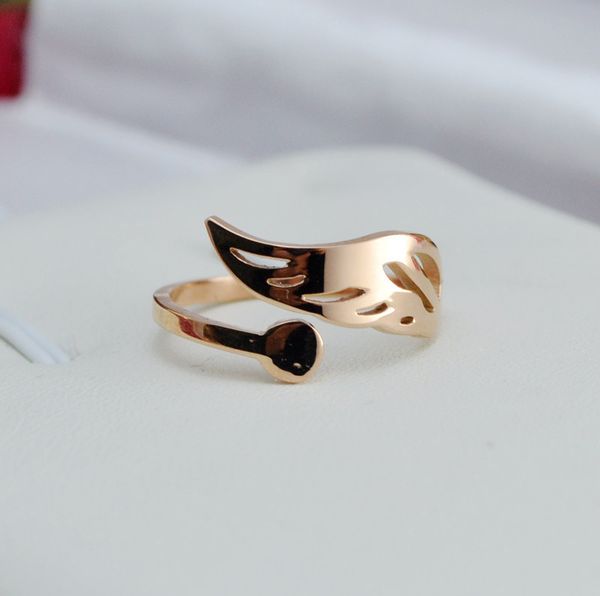 

yun ruo angel's adjustable ring never fade titanium steel rose gold color fashion jewelry new design woman ing, Golden;silver