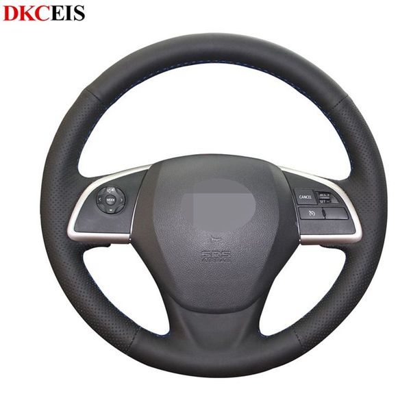 

steering wheel covers hand-stitched black soft pu leather car cover for mitsubishi outlander 2014 2013 mirage asx l200 2021