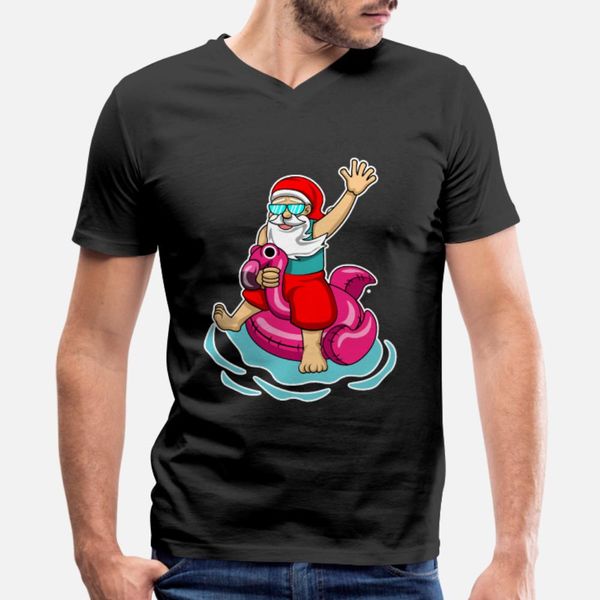 

flamingo santa christmas vacation t shirt men designs tee shirt round collar letters anti-wrinkle basic spring vintage shirt