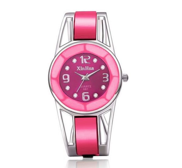 

women bracelet watch xinhua quartz stainless steel bracelet bangle rhinestone luxury party dress female clock relogios feminino, Slivery;brown