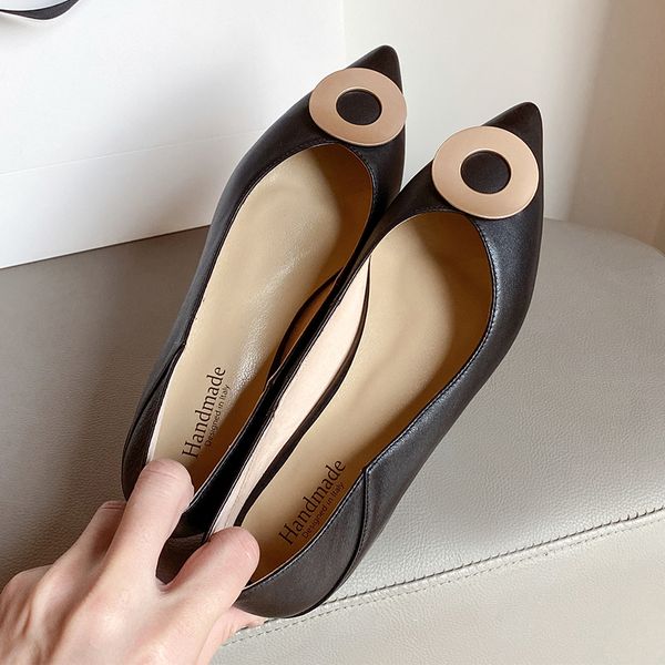 

luxury shoes women designers genuine leather casual high heels pumps women shoes mules retro shallow white heels 2020, Black