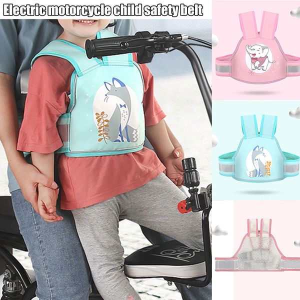 

back support selling breathable children motorcycle safety belt kid strap electric vehicle harness for motorbike, Black;blue