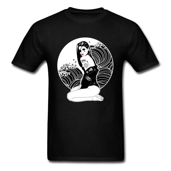 

japan sakura tattoo girl print tshirt naked funny men t shirts round faddish pure cotton tees design male drop shipping