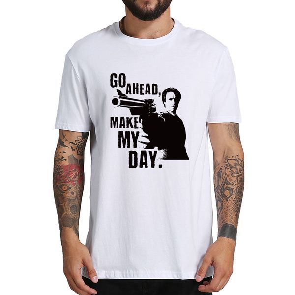 

go ahead, make my day t shirt dirty harry movie tshirt 100% cotton fashionable crew neck t-shirt eu size