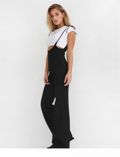 

designer drawstring sashes womens jumpsuits natural color deep u neck backless rompers sleeveless casual jumpsuits, Black;white