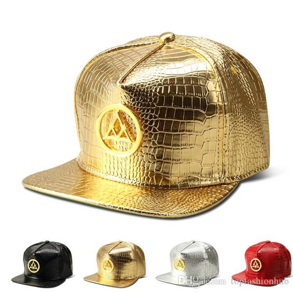

pu triangle baseball caps men women hip hop punk flat bone snapback hats crocodile pattern hip-hop hat, Blue;gray