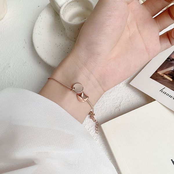 

s925 stamp silver color bead disc charm bracelet fashion bean pendant bracelet for women gift jewelry wholesale s-b371, Black