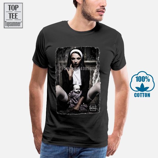 

girls nun nonne satan satanic church of lavey baphomet 100% cotton straight o-neck short sleeve 0427044